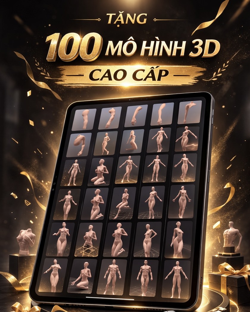 Quà tặng 1 — 100 mô hình 3D cao cấp